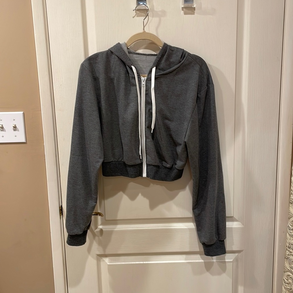 Cropped zip up hoodie